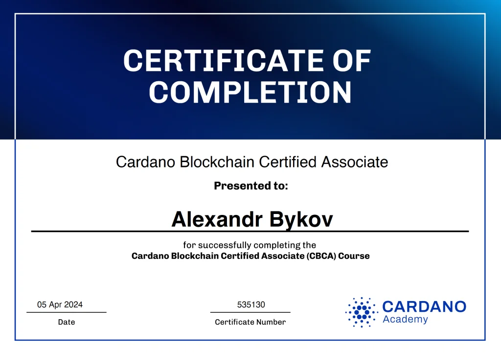 Cardano Certificate of your best Cardano DRep